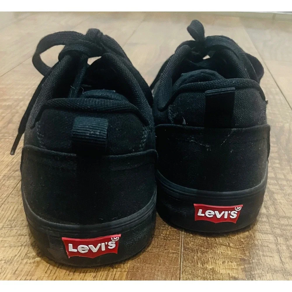 Levi's Mens‎ Black Canvas Low Top Sneakers Casual Shoes Size 8